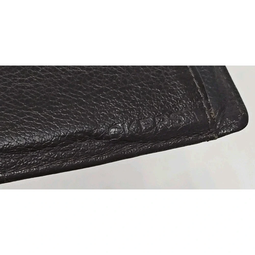 Vintage Dockers Men's Brown Full Grain‎ Leather Stitched Wallet Bifold Embossed